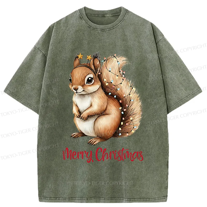 Tokyo-Tiger Christmas Squirrel Washed T-Shirt