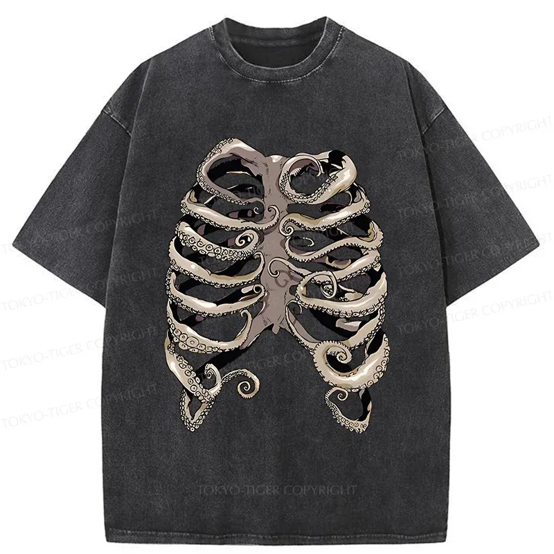Tokyo-Tiger Octopus Skeleton Washed T-Shirt Sale