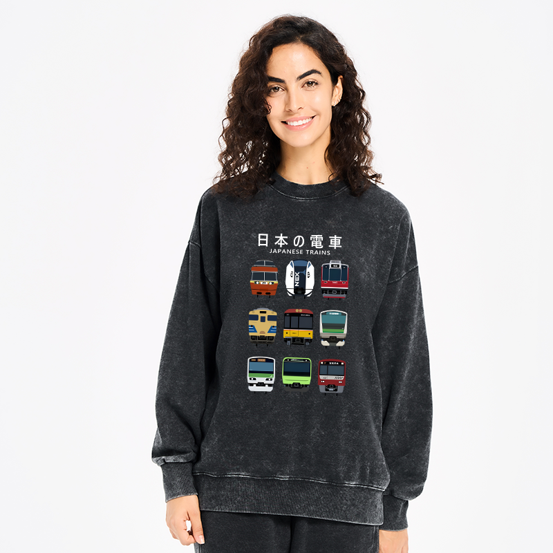 Tokyo-Tiger Japanese Train Collection  Washed Sweatshirt