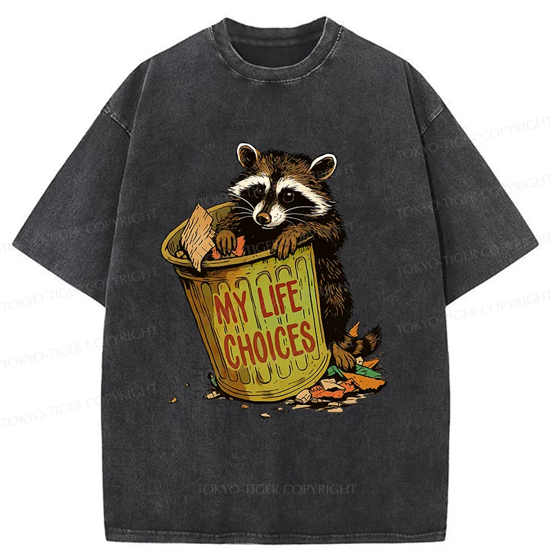 Tokyo-Tiger Raccoon Life Choices Washed T-Shirt
