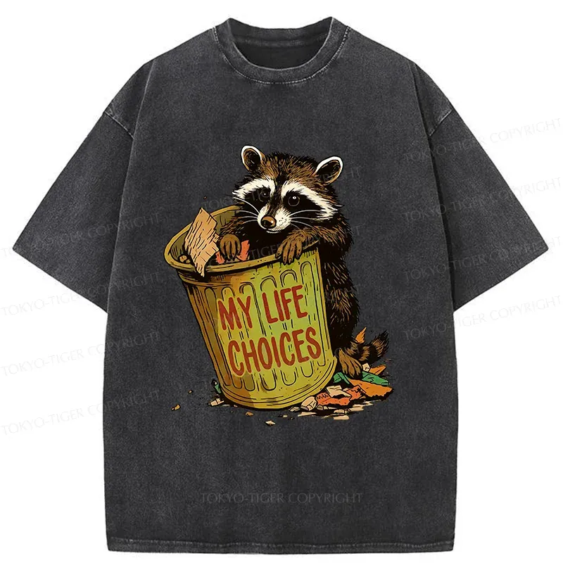 Tokyo-Tiger Raccoon Life Choices Washed T-Shirt