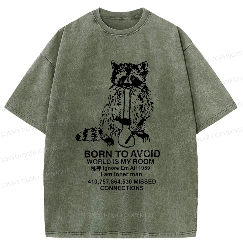 Tokyo-Tiger Raccoon Meme Washed T-Shirt