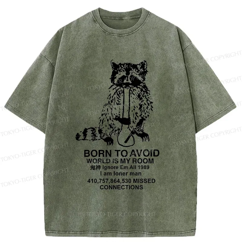 Tokyo-Tiger Raccoon Meme Washed T-Shirt