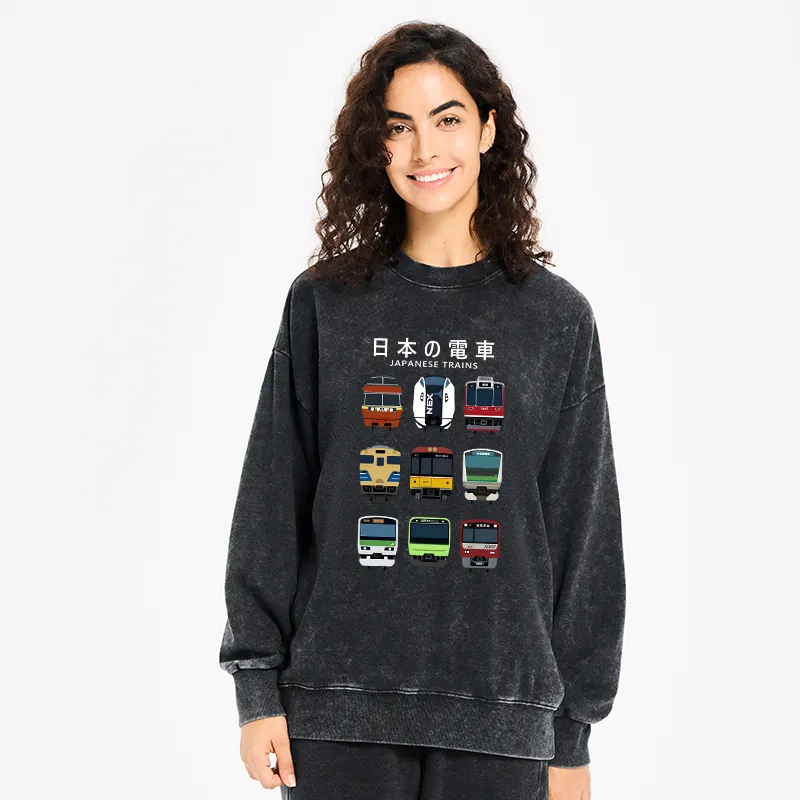 Tokyo-Tiger Japanese Train Collection  Washed Sweatshirt