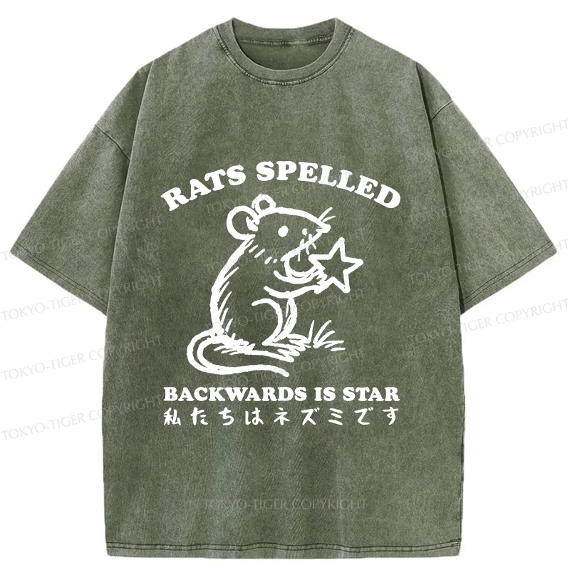 Tokyo-Tiger Funny Rats Washed T-Shirt