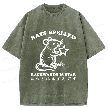 Tokyo-Tiger Funny Rats Washed T-Shirt