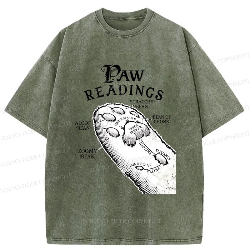 Tokyo-Tiger Funny Cat Paws Washed T-Shirt