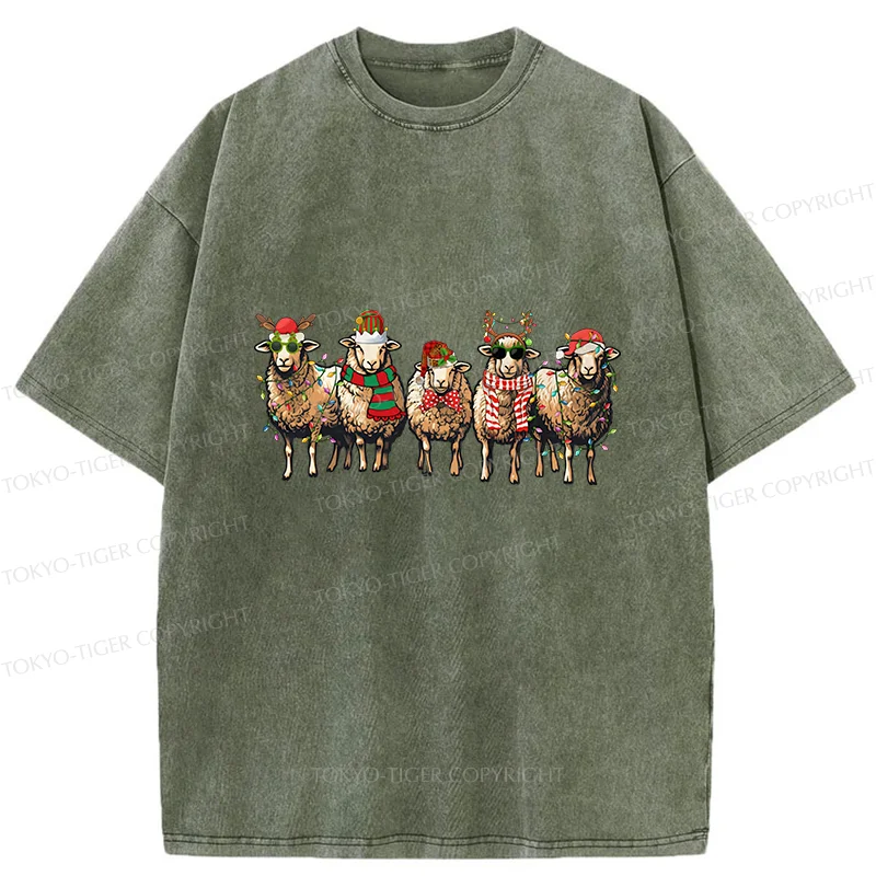 Tokyo-Tiger Christmas Sheep Washed T-Shirt