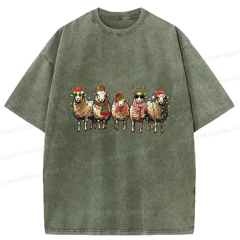 Tokyo-Tiger Christmas Sheep Washed T-Shirt