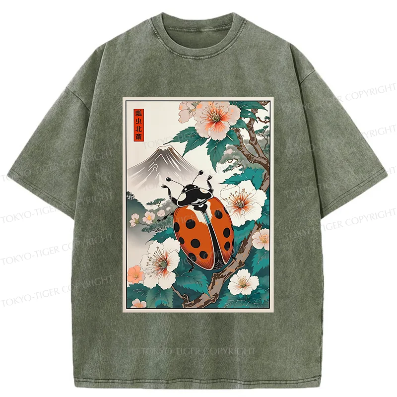 Tokyo-Tiger Ladybug Ukiyo-e Washed T-Shirt