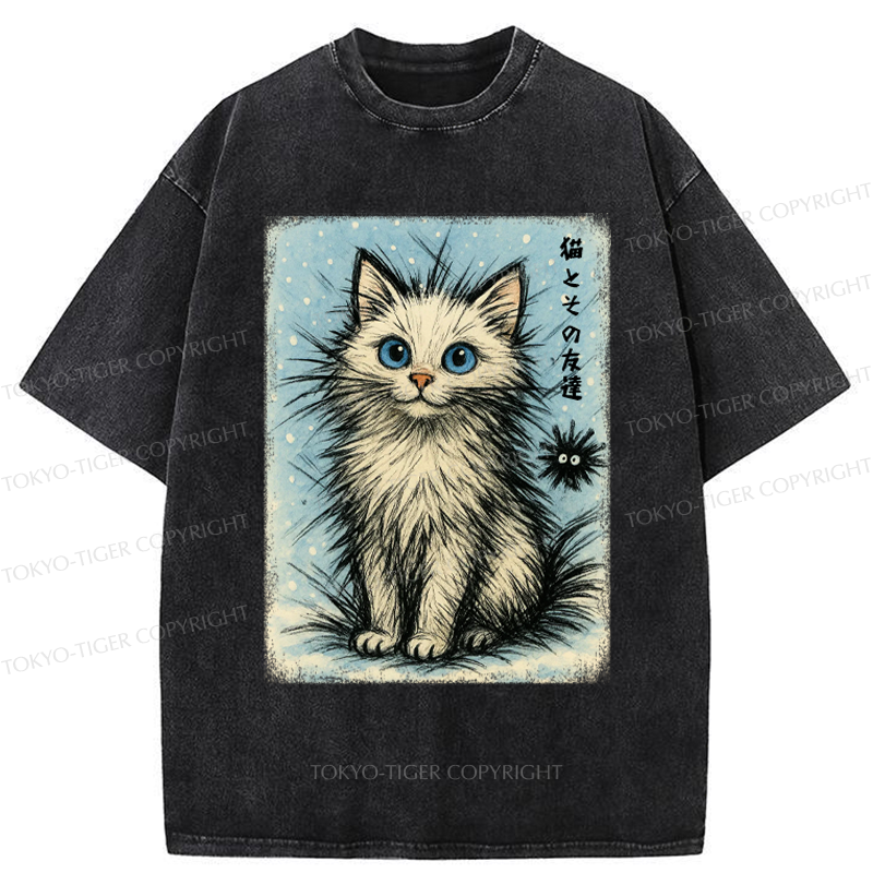 Tokyo-Tiger The Kitten And Its Furball Friend Washed T-Shirt