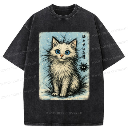Tokyo-Tiger The Kitten And Its Furball Friend Washed T-Shirt
