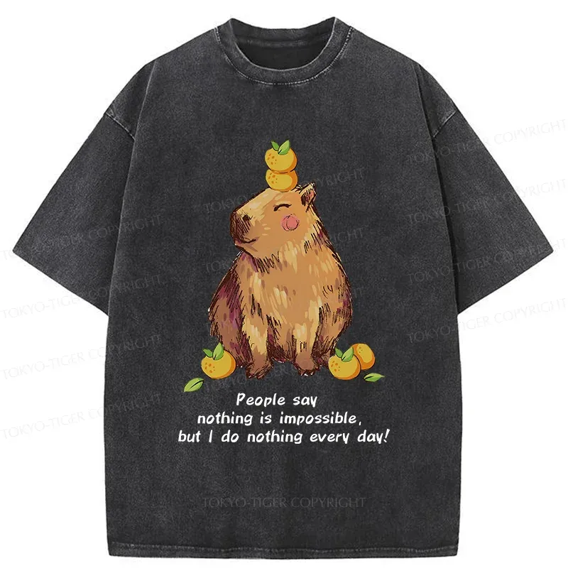 Tokyo-Tiger Leisurely Capybara Washed T-Shirt