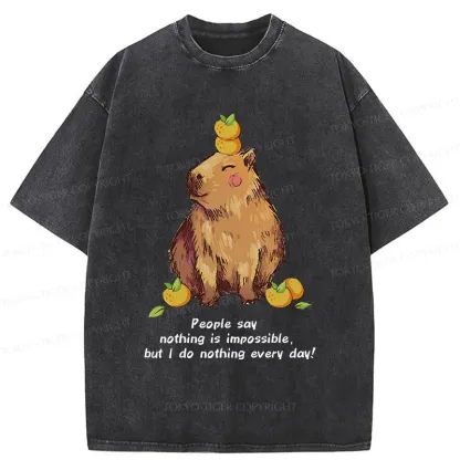 Tokyo-Tiger Leisurely Capybara Washed T-Shirt