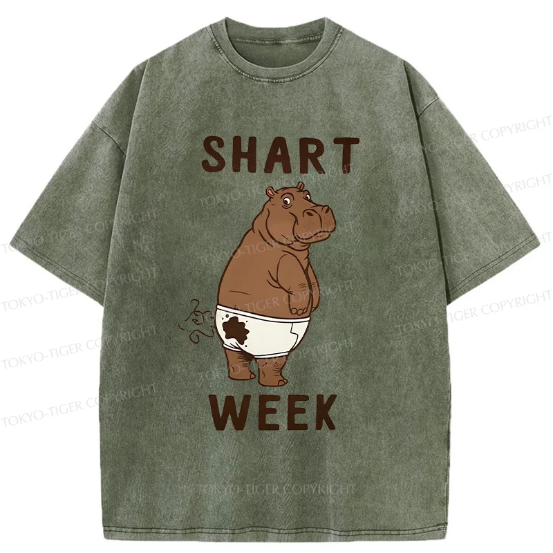 Tokyo-Tiger Shart Week Funny Washed T-Shirt