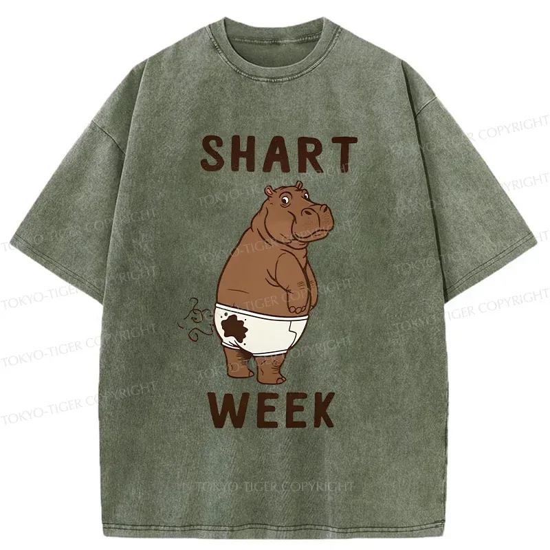 Tokyo-Tiger Shart Week Funny Washed T-Shirt