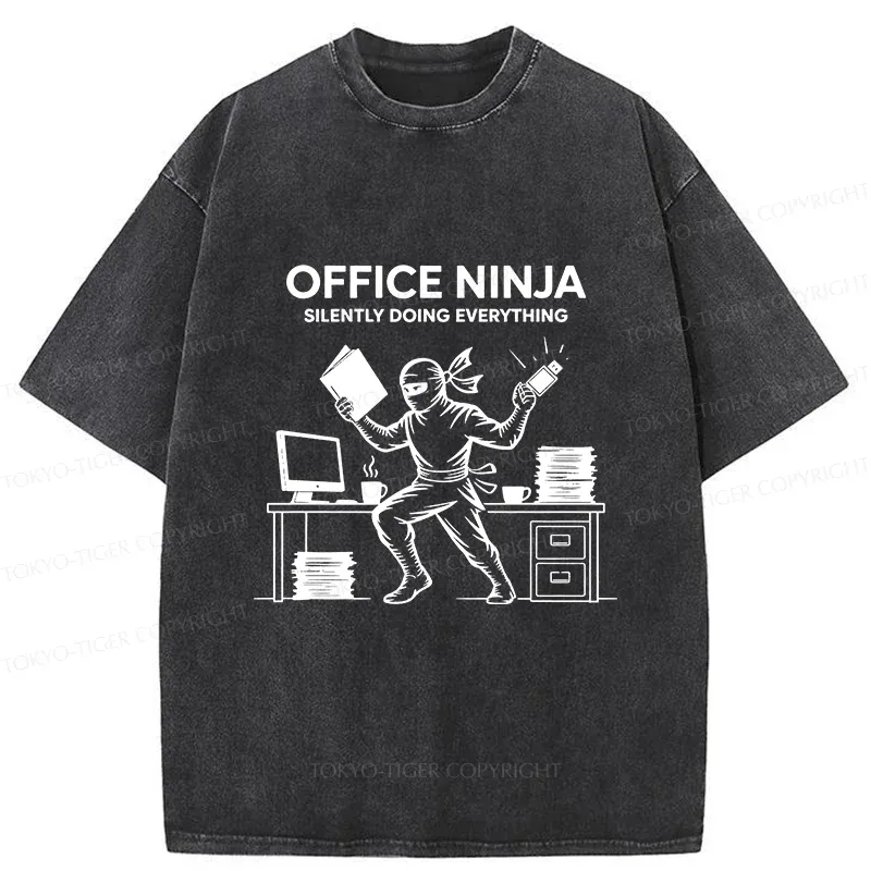 Tokyo-Tiger Workplace Ninja Washed T-Shirt