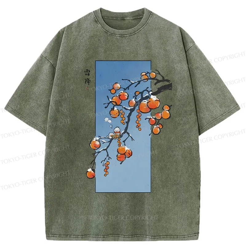 Tokyo-Tiger Winter Paintings Japanese Washed T-Shirt