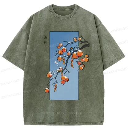 Tokyo-Tiger Winter Paintings Japanese Washed T-Shirt