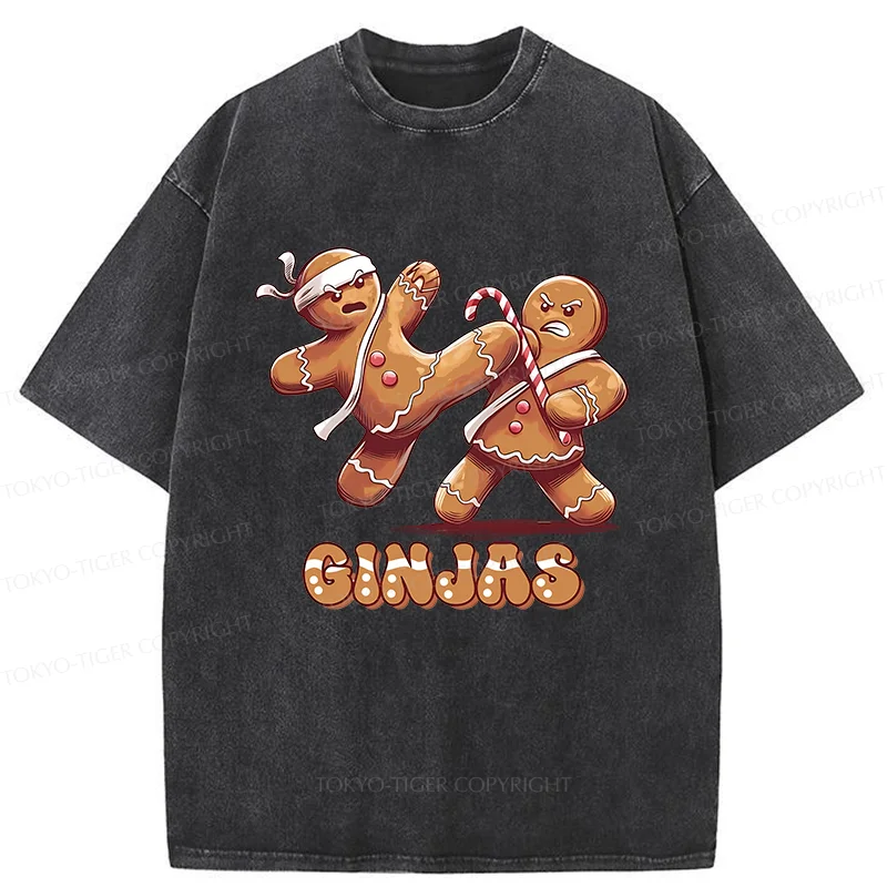 Tokyo-Tiger Gingerbread Man Karate Washed T-Shirt
