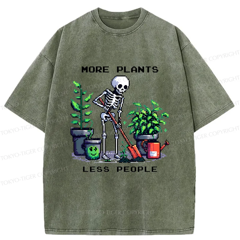 Tokyo-Tiger Skeleton Planting Trees Washed T-Shirt