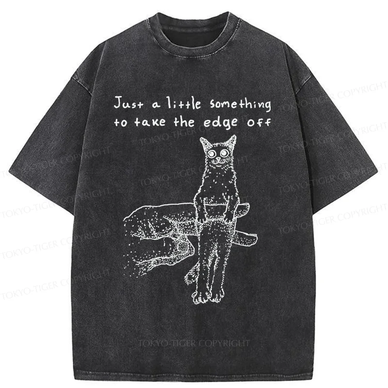 Tokyo-Tiger Catch The Cat Funny Washed T-Shirt