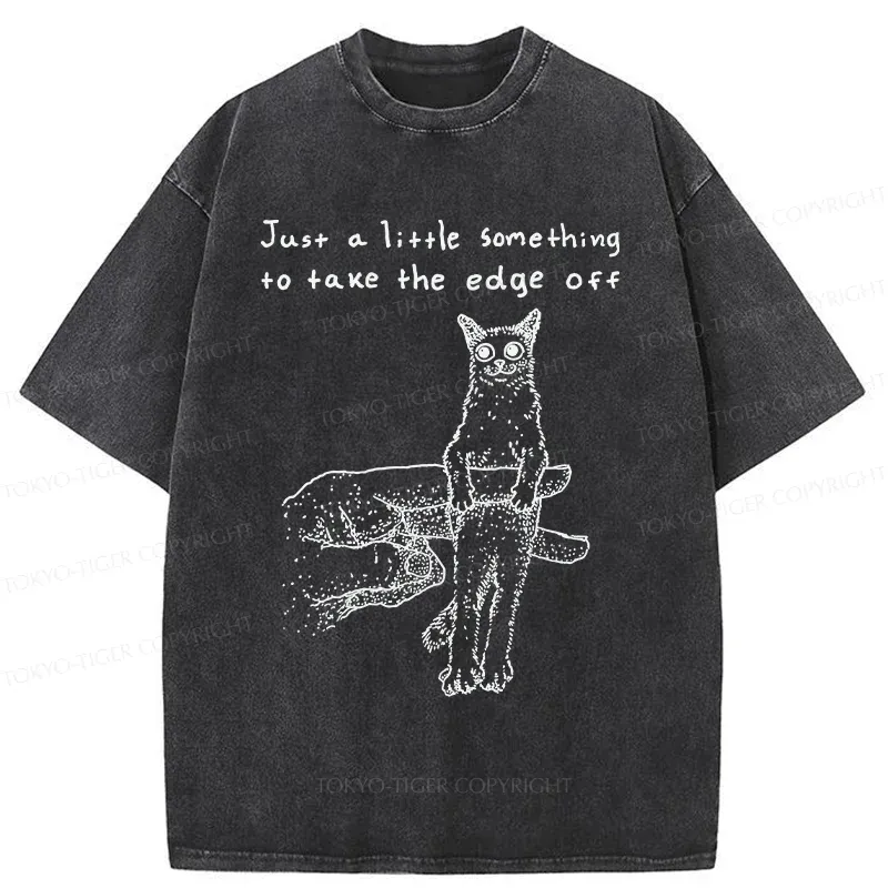 Tokyo-Tiger Catch The Cat Funny Washed T-Shirt