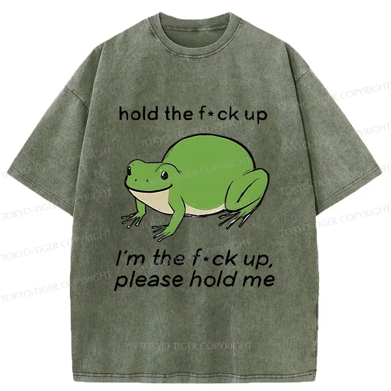 Tokyo-Tiger Bloated Frog Funny Washed T-Shirt