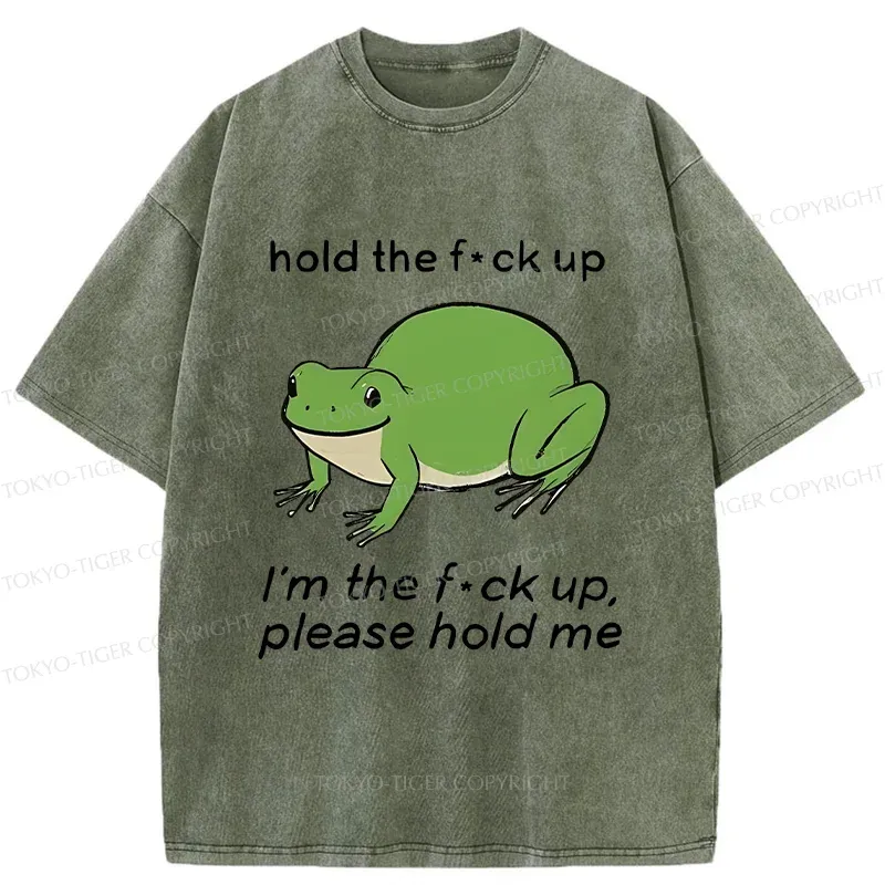 Tokyo-Tiger Bloated Frog Funny Washed T-Shirt