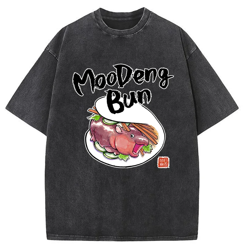 Tokyo-Tiger Delicious Moo Deng Japanese Bun Washed T-Shirt