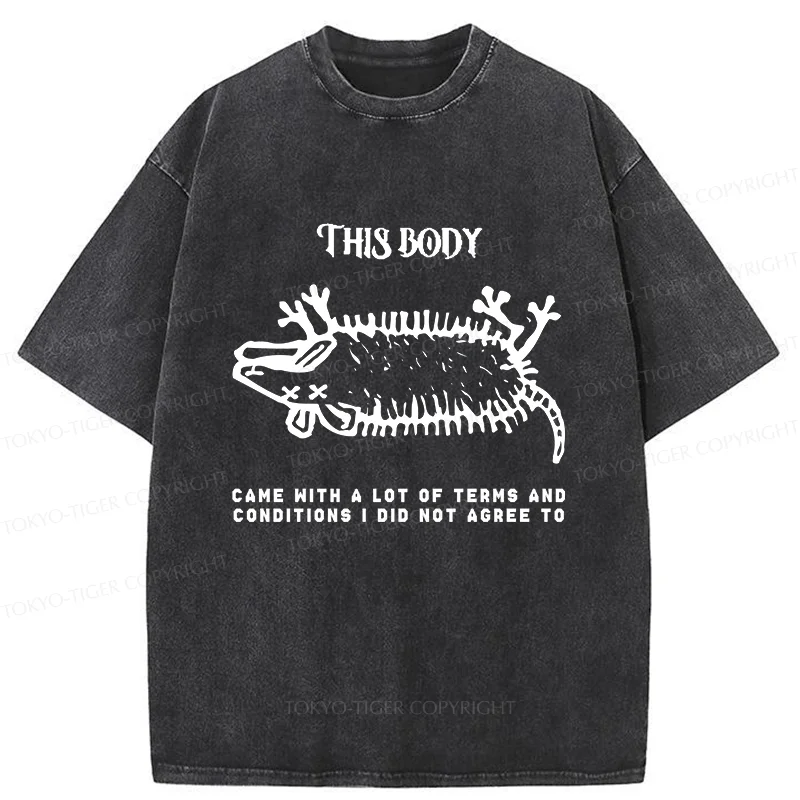 Tokyo-Tiger Funny Possum Playing Dead Washed T-Shirt