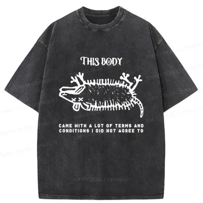 Tokyo-Tiger Funny Possum Playing Dead Washed T-Shirt