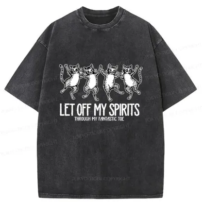 Tokyo-Tiger Dancing Cats World Washed T-Shirt