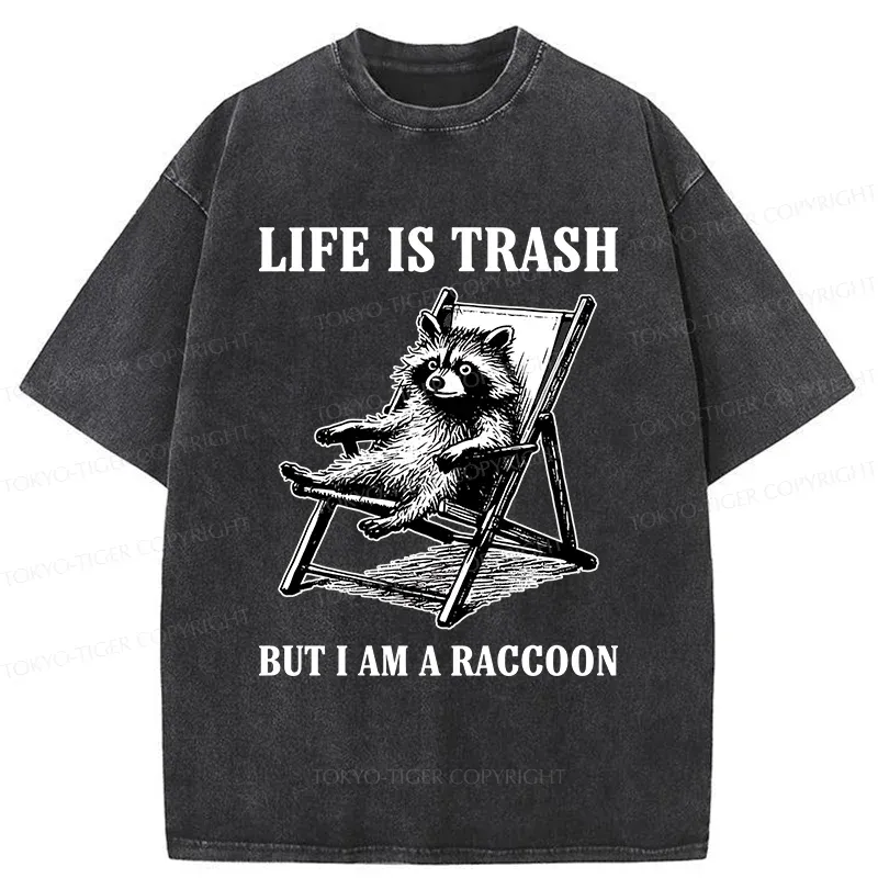 Tokyo-Tiger Raccoons Love Trash Washed T-Shirt