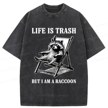 Tokyo-Tiger Raccoons Love Trash Washed T-Shirt