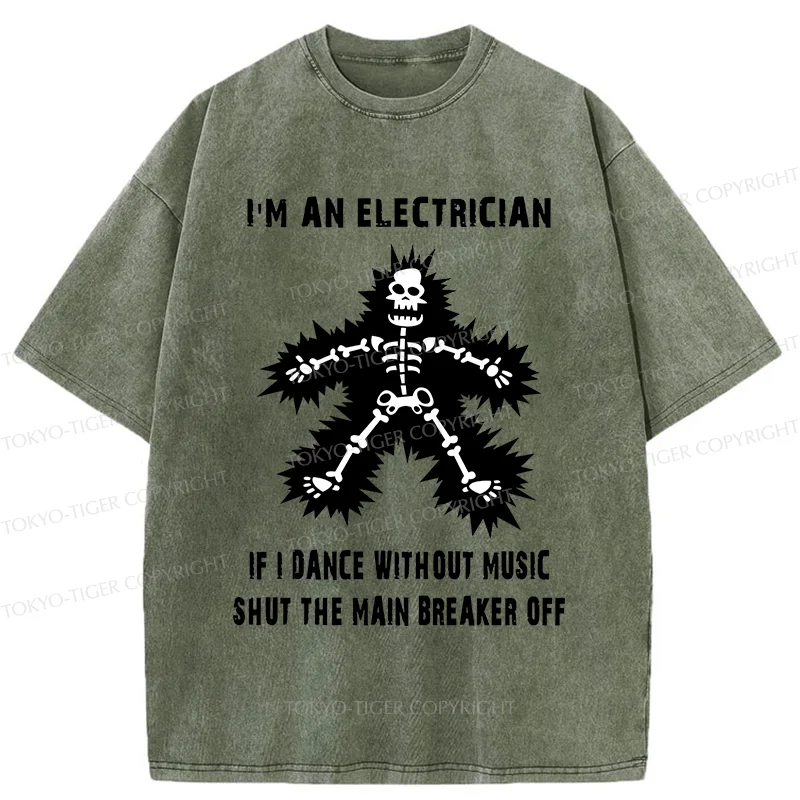 Tokyo-Tiger Electric Dance Funny Washed T-Shirt