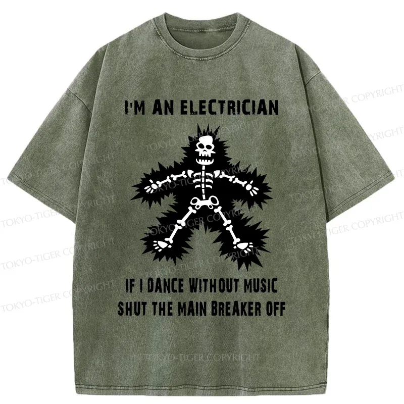 Tokyo-Tiger Electric Dance Funny Washed T-Shirt Sale