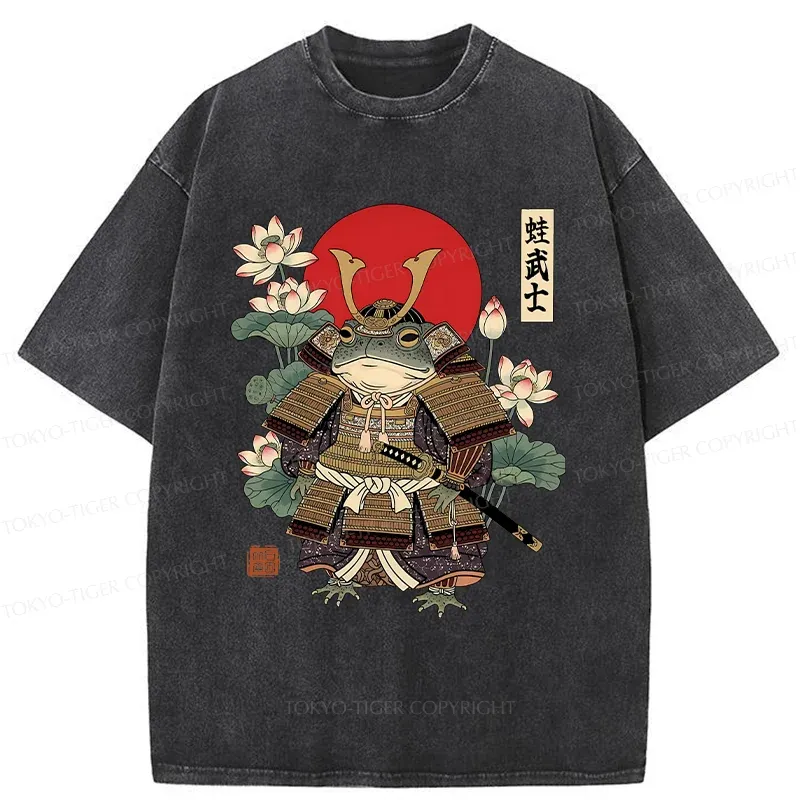 Tokyo-Tiger Traditional Frog Samurai Washed T-Shirt