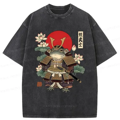 Tokyo-Tiger Traditional Frog Samurai Washed T-Shirt
