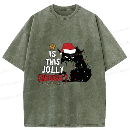 Tokyo-Tiger Grumpy Cat Christmas Washed T-Shirt