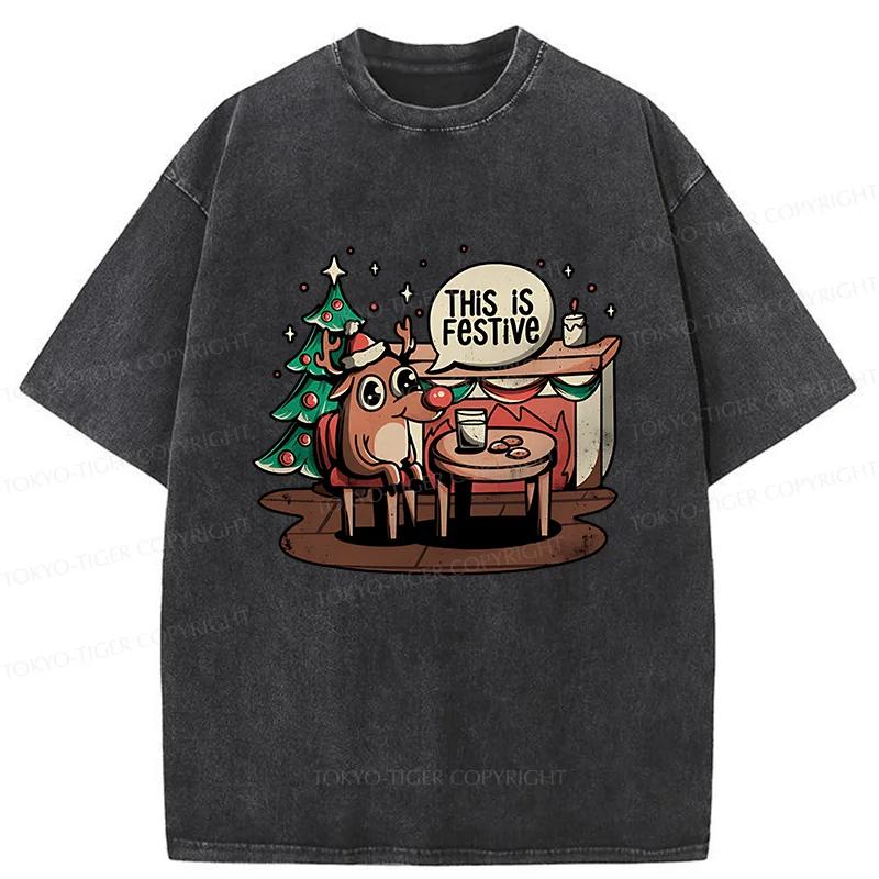 Tokyo-Tiger Rudolph Christmas Eve Washed T-Shirt
