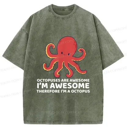 Tokyo-Tiger Handsome Octopus Washed T-Shirt
