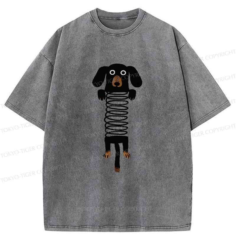 Tokyo-Tiger The Cute Spring Dachshund Washed T-Shirt