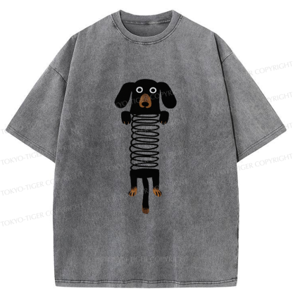 Tokyo-Tiger The Cute Spring Dachshund Washed T-Shirt