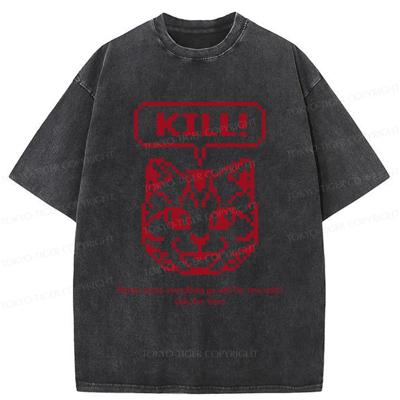 Tokyo-Tiger Killer Cat Prayer Washed T-Shirt