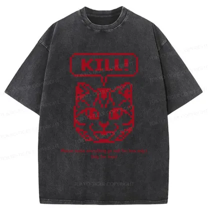 Tokyo-Tiger Killer Cat Prayer Washed T-Shirt