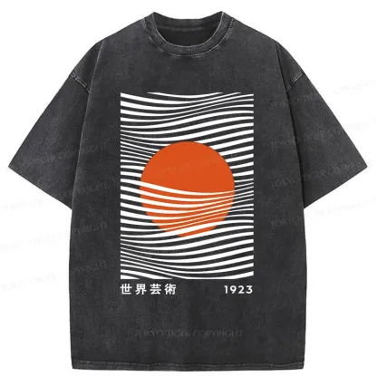 Tokyo-Tiger Minimalist Art Sun Washed T-Shirt