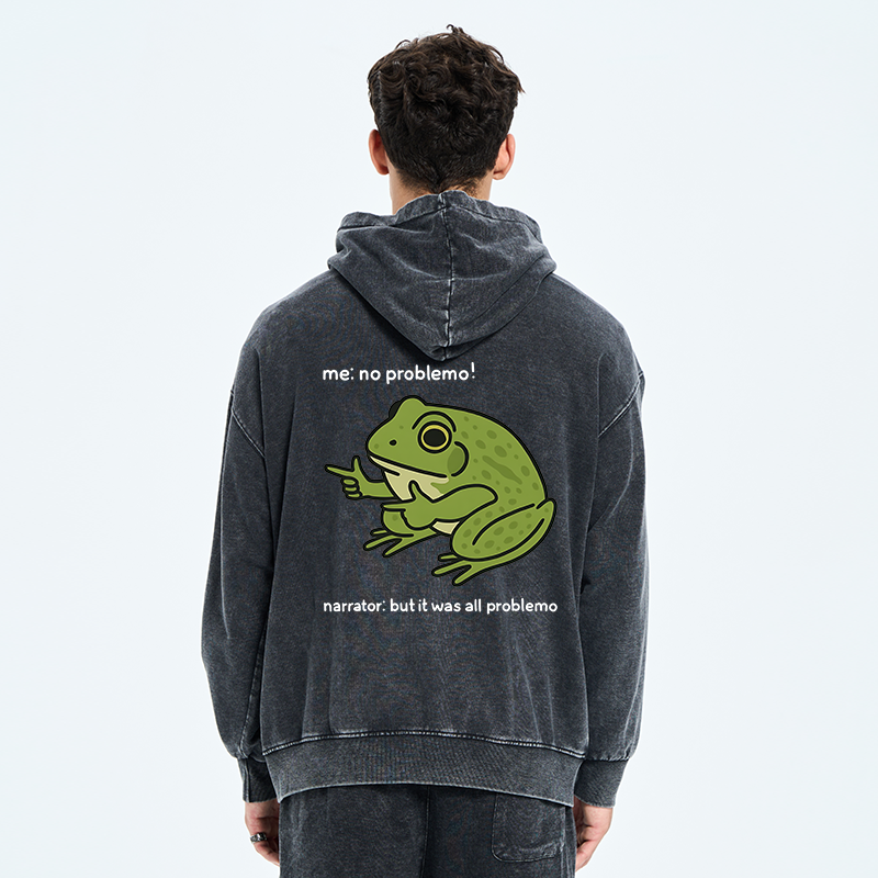 Tokyo-Tiger Stupid Frog Meme Washed Zip Hoodie