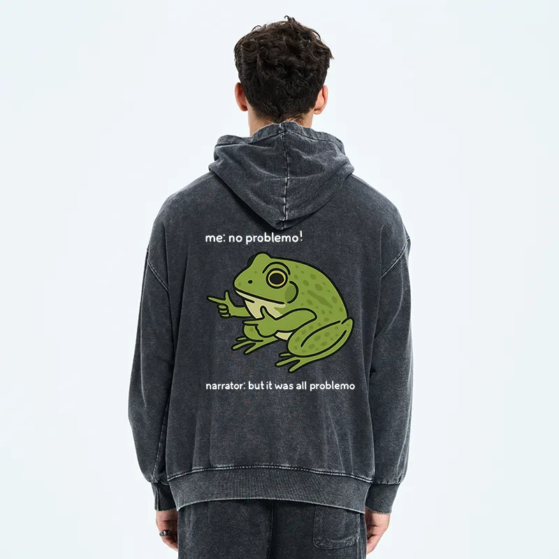 Tokyo-Tiger Stupid Frog Meme Washed Zip Hoodie
