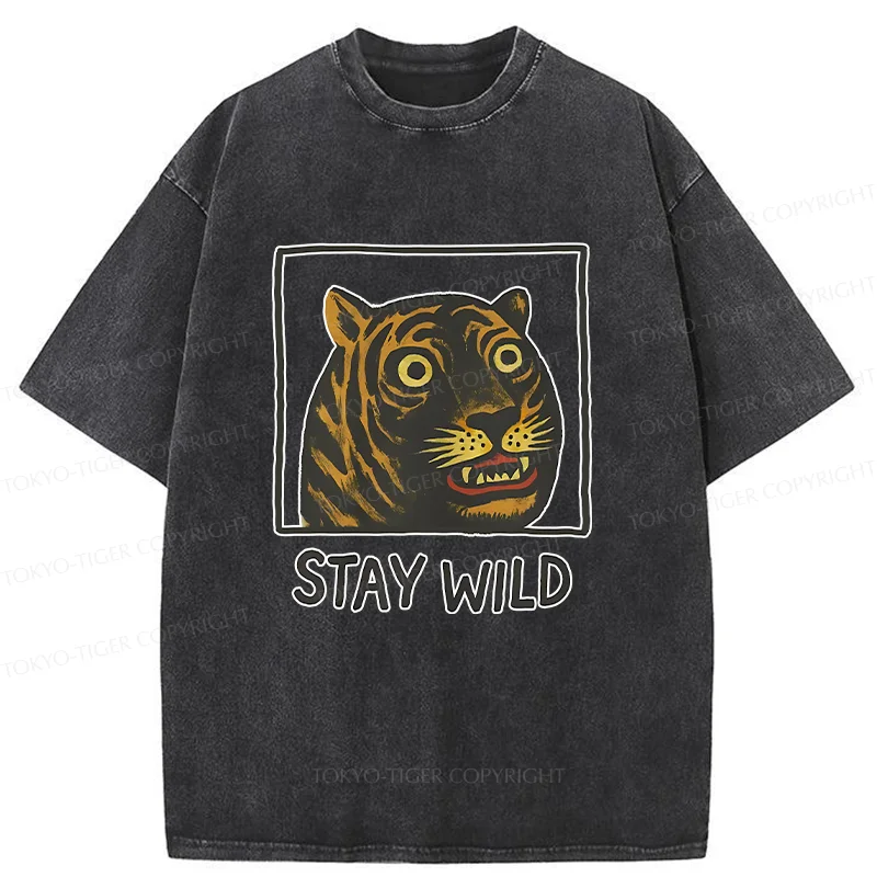 Tokyo-Tiger Silly And Cute Tiger Washed T-Shirt